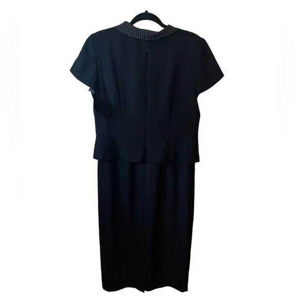 NWT Positive Attitude Midi Classic Black Dress Cap Sleeve Shirt/Skirt Look Sz 14 - Picture 5 of 7
